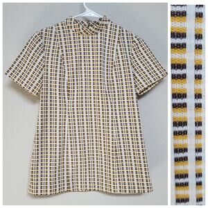 Vintage Top Womens XS Mod 60s 70s Retro Short Sleeves Metal Zipper Casual